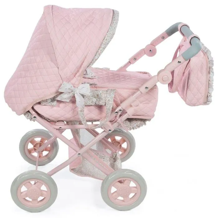 La nina - 65076 - Diset- Coucou avec Roues en Cuir Rose Fleur PEQ. (37 x 65 x 44 cm) Poussette pour poupees, , Multicolore-2
