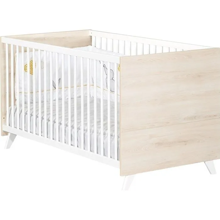 Lit bébé évolutif - 140x70cm - Babyprice Scandi naturel - En bois-0