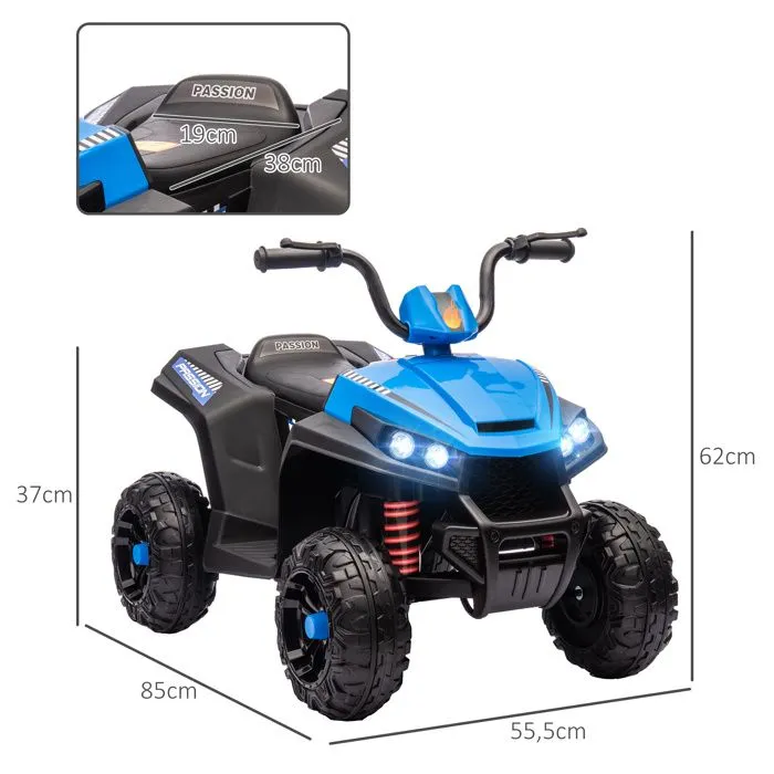Quad électrique enfant - AIYAPLAY - 12 V - 2 moteurs - vitesse 5 km/h - marche avant et arrière - pour enfants 37-60 mois - bleu-3