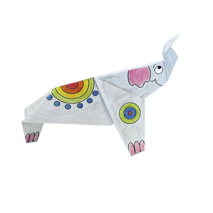 Kit Origami - Fridolin - Eléphant - 20 Feuilles - 15x15 cm - À colorier-3