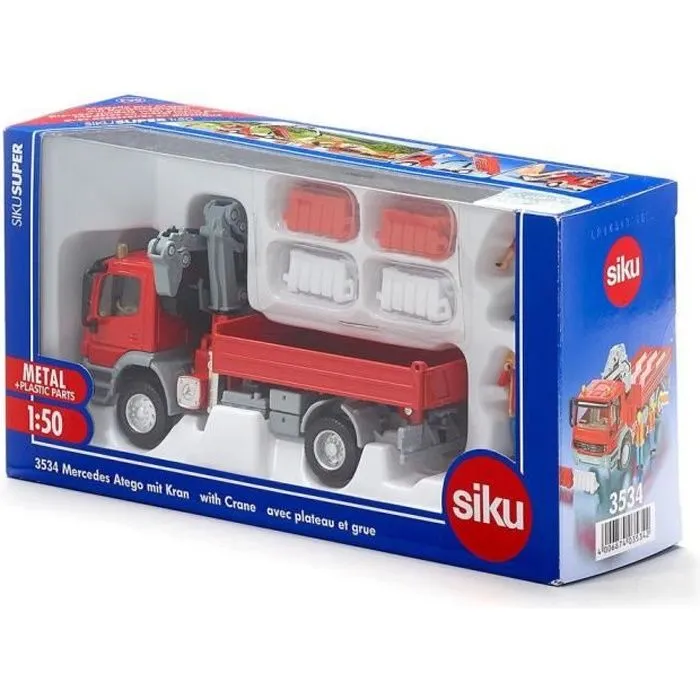 Camion Mercedes Atego avec grue - SIKU - Echelle 1/50 - Pour enfant de 3 ans et plus-0
