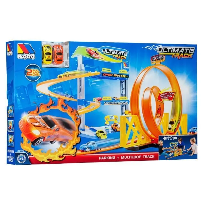Garage à jouets Moltó - Parking avec 2 Boucles et 3 Étages - 2 Voitures à Friction Incluses-2