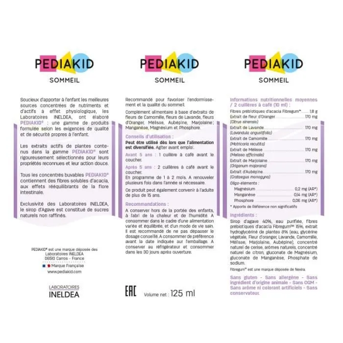 Lot de 3 PEDIAKID Sommeil - Complément Alimentaire Enfant - Favorise endormissement - Limite les reveils nocturnes - Gout Cerise-1