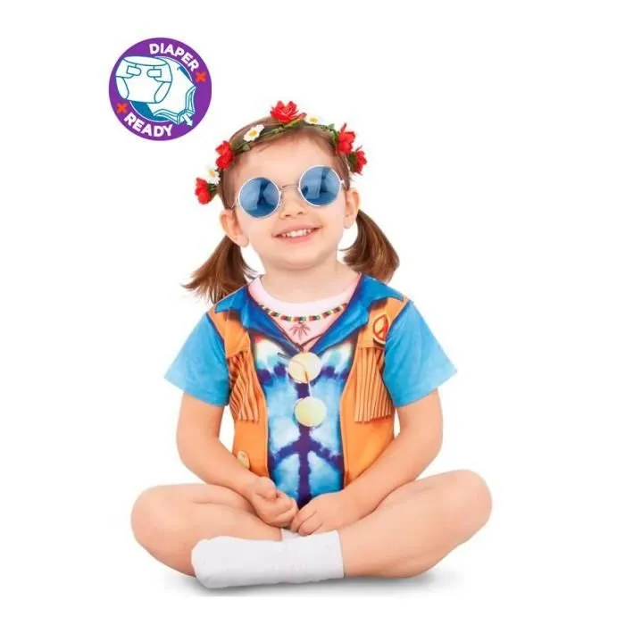 Déguisement de Hippie pour bébé - ZZCostumes - Combinaison - Multicolore - Bleu - Intérieur-0