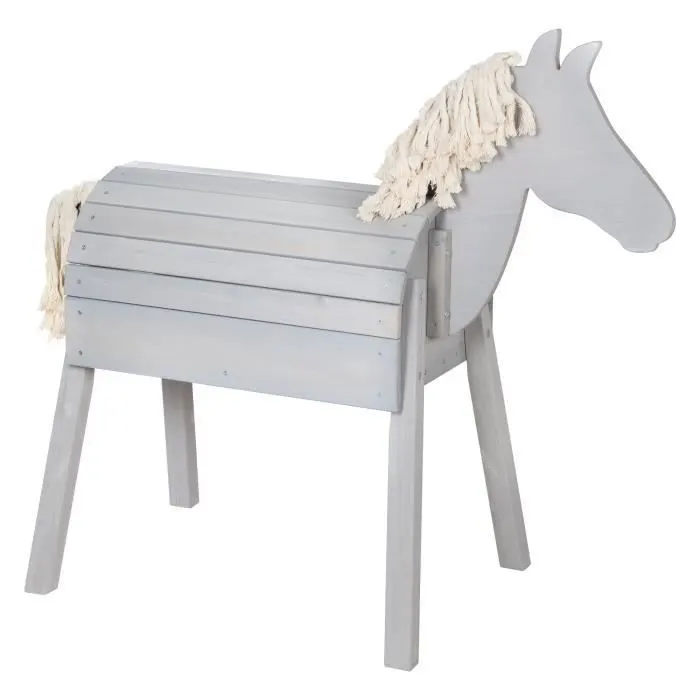 Bebeboutik ROBA Cheval d Exterieur en Bois Massif pour Enfant sans Bascule Cheval de Jeu en Gris