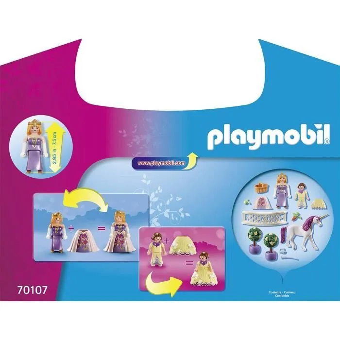 PLAYMOBIL 70107 Valisette Princesses avec licorne, 44 pièces, Dès 4 ans-4