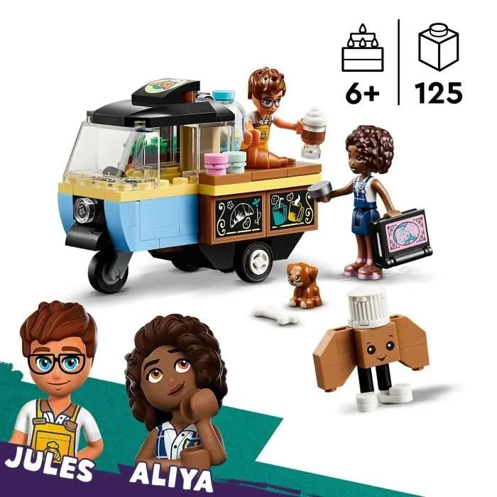 LEGO® 42606 Friends Le Chariot de Pâtisseries Mobile, Jouet Éducatif avec Figurines Aliya, Jules et le Chien Aira-1