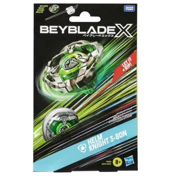 Beyblade X, Starter Pack Helm Knight 3-80N avec toupie de compétition à rotation droite de type défense et lanceur, à partir de 8 an-3
