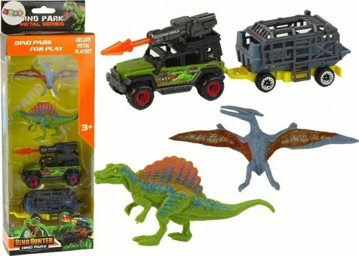 Remorque - chariot Leantoys - 15950 - Dinosaures Set voiture avec remorque fusée-0