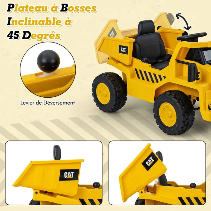 COSTWAY Caterpillar 12V Voiture Électrique pour Enfants, avec Remorque, Télécommande 2,4G, LED, Musique, Klaxon, USB et Bluetooth-2