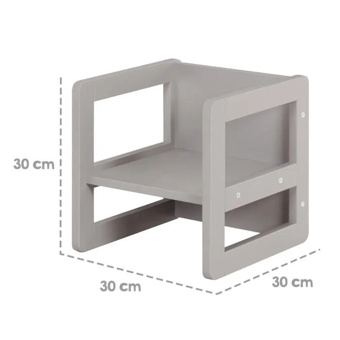 ROBA Ensemble Table et Chaise Réversible pour Enfant - Convertible en Banc et Tabouret - 3 Hauteurs Différentes - Bois Gris-4