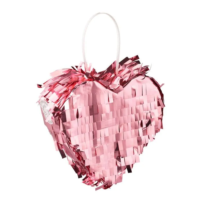 Relaxdays Mini pinata cœur, à remplir, pour un mariage ou autres fêtes, à accrocher, HxLxP : 13x13,5x5,5 cm, rose-0