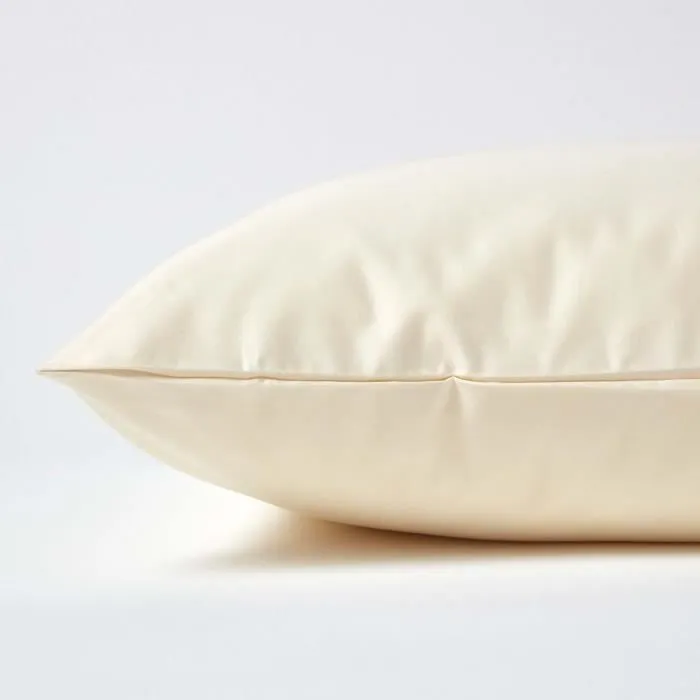 Taie d'oreiller 40x80 cm 100% satin de coton égyptien 1000 fils coloris Crème-1