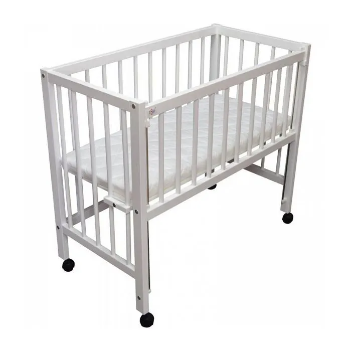 Lit bébé à barreaux cododo en hêtre massif blanc 40x90 cm - tiSsi - Lit d'appoint - Mixte - Bois naturel FSC-2