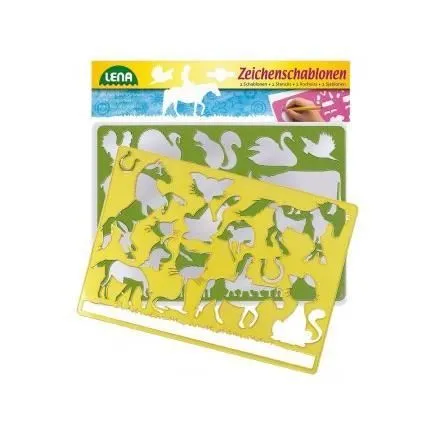 Pochoirs en plastique Animaux Ferme - LENA - Set créatif 2 - Avec feuille modèles-0
