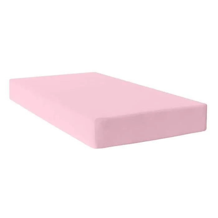 Drap-housse - Basic - 90x200 - Rose pâle - Coton - 100% naturel-3