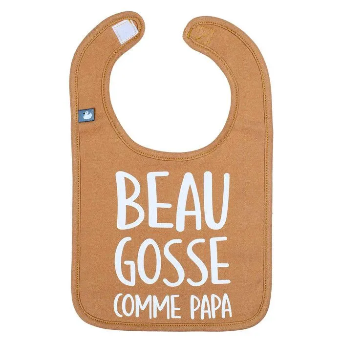 Bavoir bébé personnalisé Beau gosse comme papa ! 0 à 18 mois Marron-0