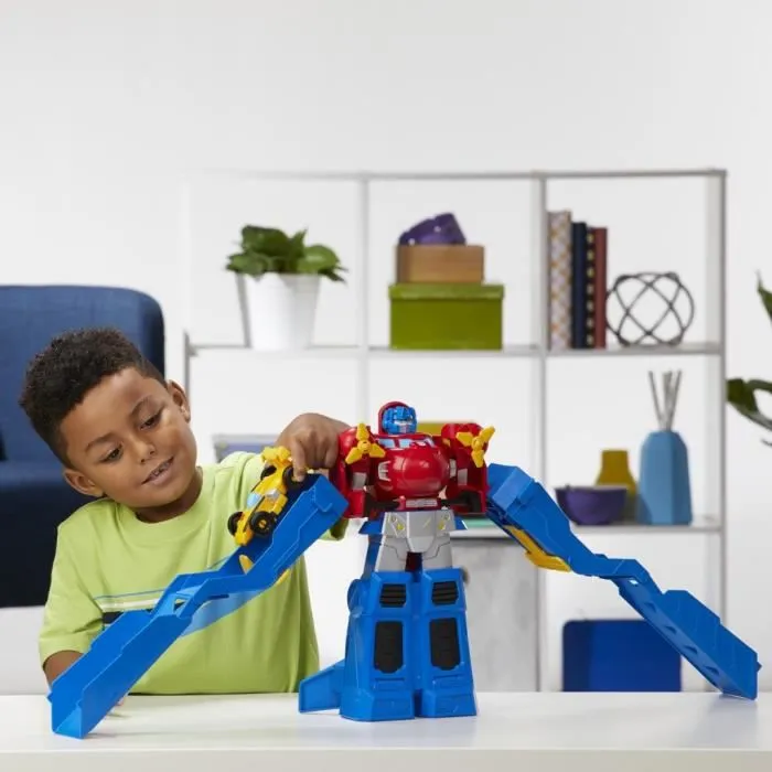 TRANSFORMERS - Optimus Prime Jumbo Jet avec Figurine Bumblebee voiture de course de 11 cm - dès 3 ans - 38 cm-2