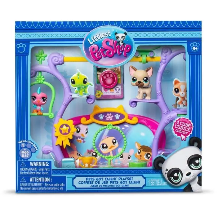BANDAI - Littlest Pet Shop - Coffret Pets Got Talent - Ensemble de jeu avec 2 animaux, décor et accessoires - BF00558-3