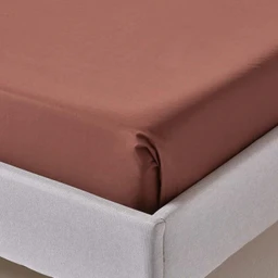 Drap plat uni 100% coton égyptien 200 fils chocolat 240 x 300 cm-2