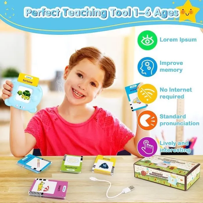 112 Cartes flash parlantes Français - PIMPIMSKY - Jeu d'apprentissage pour enfants 2 3 4 5 ans Jouets Éducatifs alphabet éducative-1