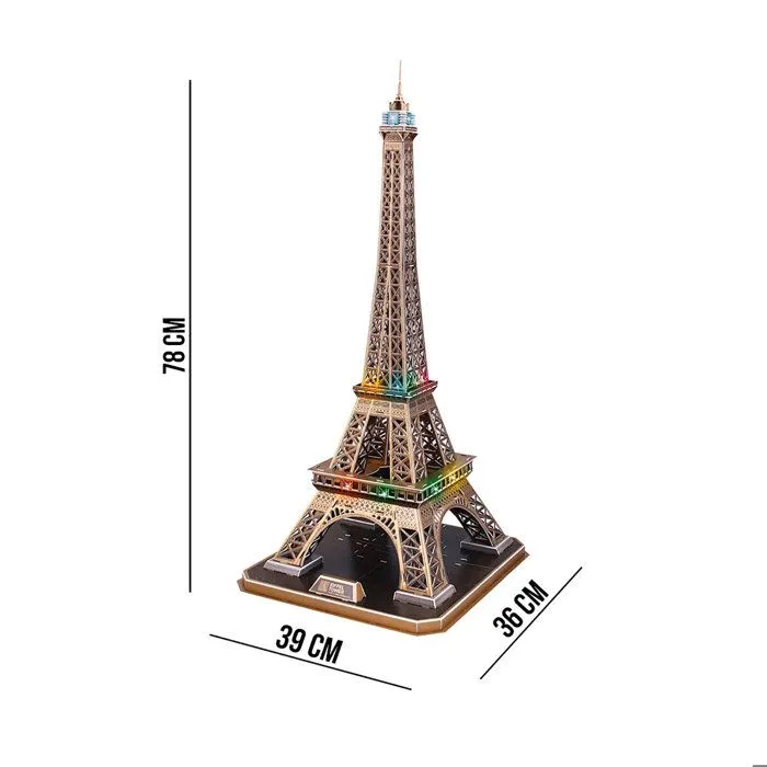 Puzzle 3D Tour Eiffel LED - World Brands - 84 pièces - Jeux de société - Enfant 14 ans ou plus-3