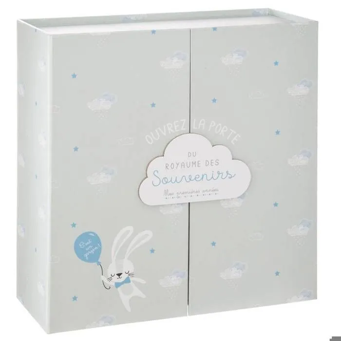 Coffret cadeau de naissance "Royaume des souvenirs" 22x22 cm - Gris - Atmosphera createur d'interieur-0