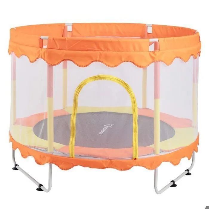 Trampoline - FOXSPORT - 150 cm - Orange - Filet de protection - Charge 150 kg-0