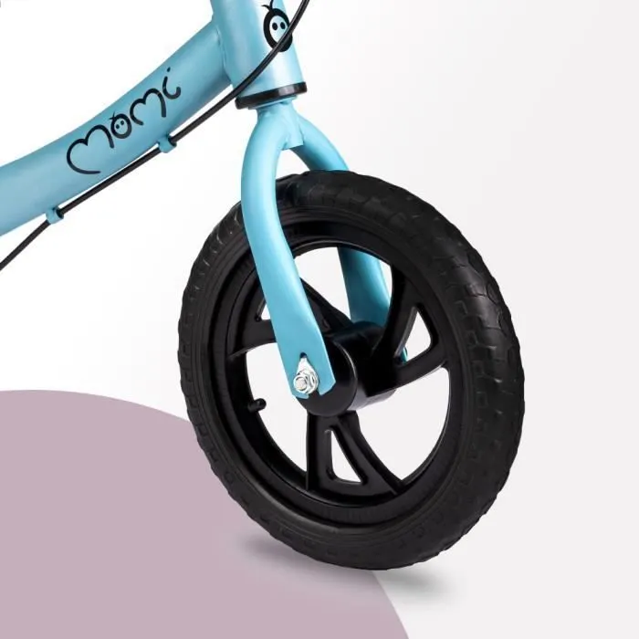 Vélo bébé draisienne MoMi BREKI - réglage de la hauteur, frein, sans pédales - 12" roues - style sportif - Bleu-3