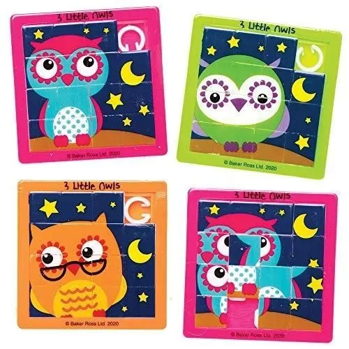 Puzzle à glisser - BAKER ROSS - AX604 - 3 petits hiboux - Paquet de 6 - Pour enfants à partir de 3 ans-0