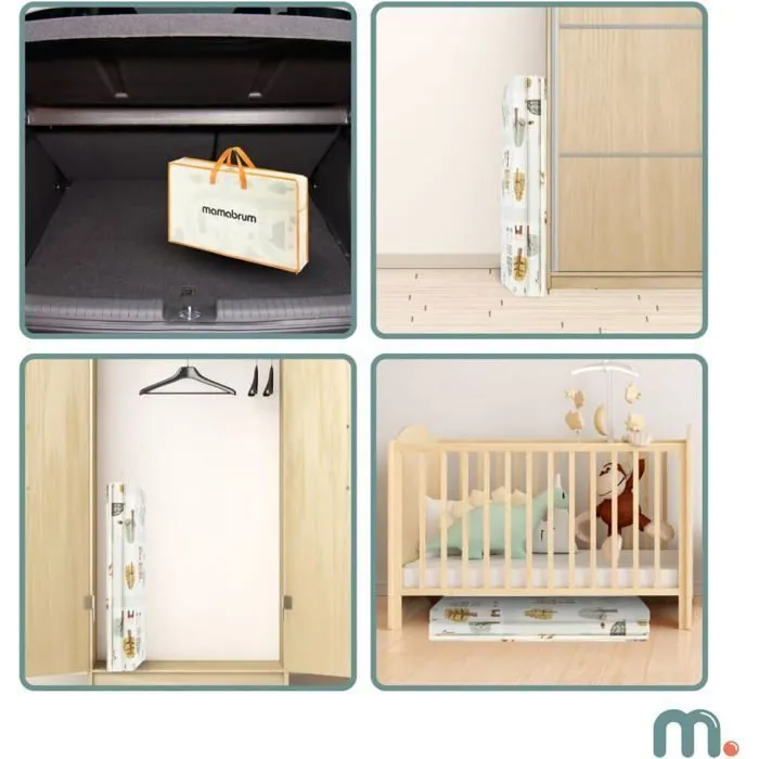Tapis d'eveil evolutif en Mousse éveil Bébé Mamabrum 180*120 cm, Double Faces, Facile à Nettoyer, Imperméable, Pliable Sac Rangement-4