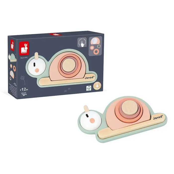Empilable Sensoriel Escargot Sweet Cocoon - 6 Pièces en Bois FSC à Empiler - 4 Blocs Sensoriels - Jeu d'Éveil - Dès 12 Mois-4