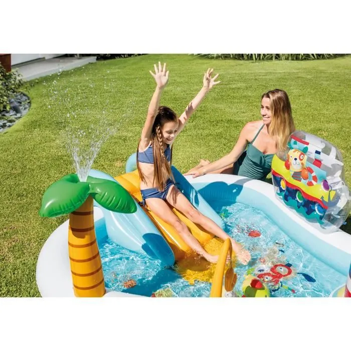 Aire de Jeux Sea Paradise - INTEX - Ovale - PVC - Fontaine-palmier - Toboggan - 182 litres-2
