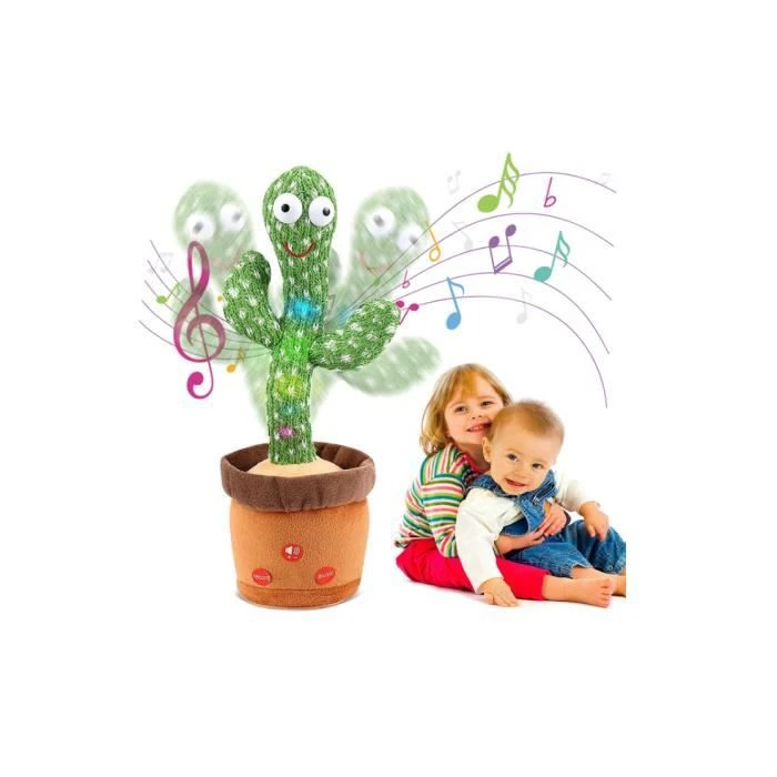 Jouet Cactus Peluche Dansant et Répétant - KAWAII - Cactus Qui Parle et  Répète Ce Qu'on Dit - Vert et Marron