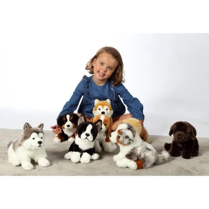 Gipsy Toys - Chien Berger Australien Assis - 25 cm - Blanc - Marron - Gris - Noir-1