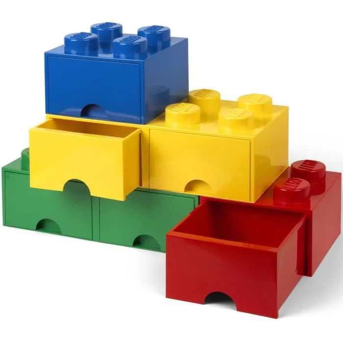 LEGO 40051730 Boîte bac Brique de rangement empilable Légo 4 plots 1 tiroir Plastique Rouge H18 x 25 x 25 cm-2