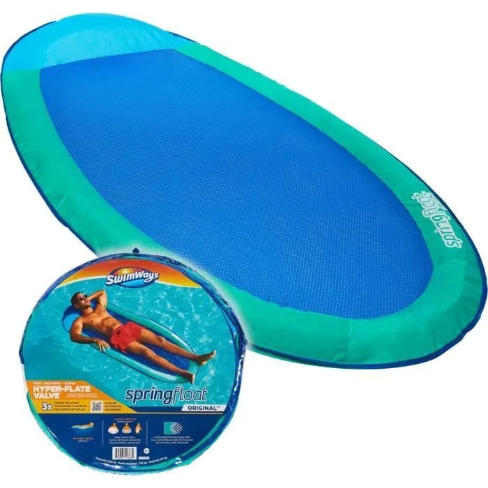 SWIMWAYS - SPRING FLOAT ORIGINAL NEW VALVE - bouée gonflable et tissu - matelas de piscine transportable - Modèle Aléatoire-1