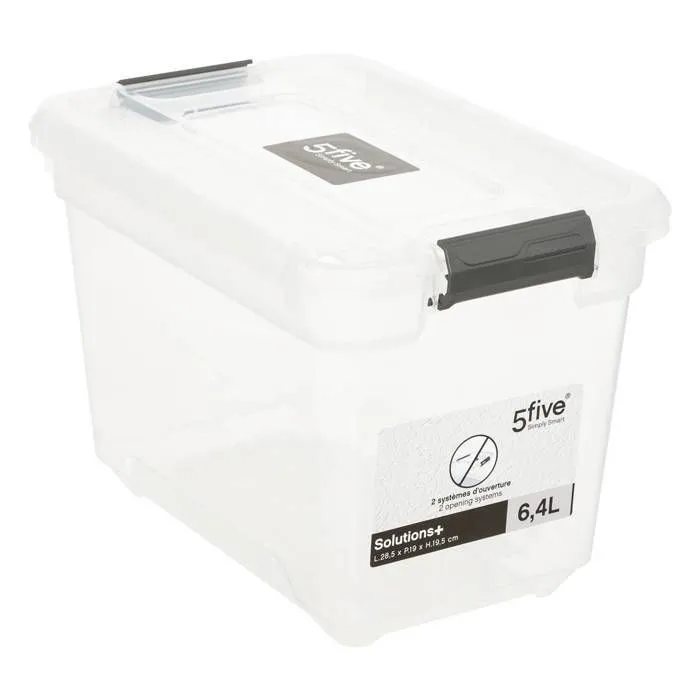 Boîte de Rangement Solutions 6,4L Transparent - FIVE - Polypropylène - 28 x 19 x 19,3 cm-1
