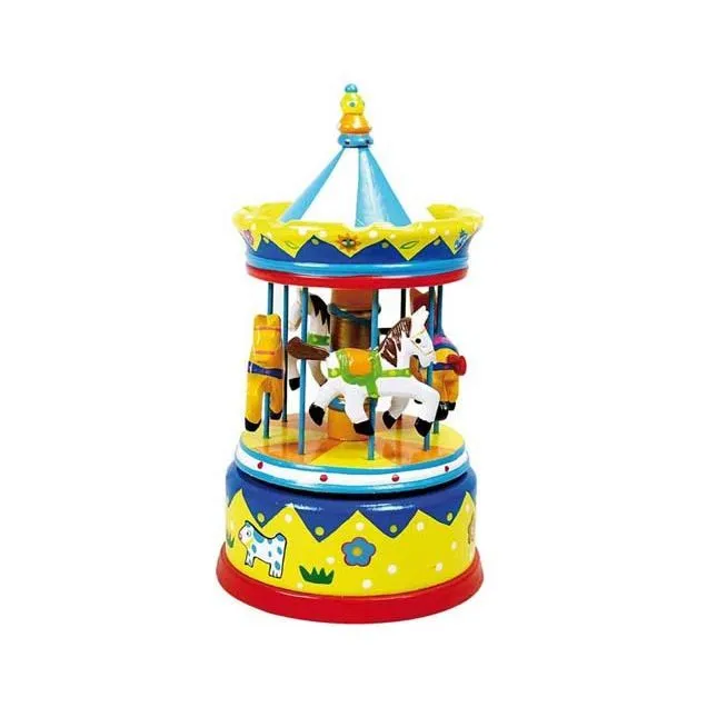 Boîte à musique - ULYSSE - Carrousel jaune - Mixte - Enfant - Ø10 x 22 cm-0