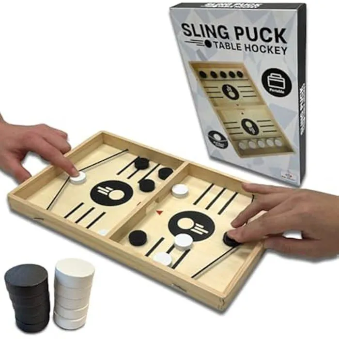 Jeu de Table - MAD MONKEY - Sling Puck - Bois de qualité - 2 joueurs ou plus - Intérieur-0