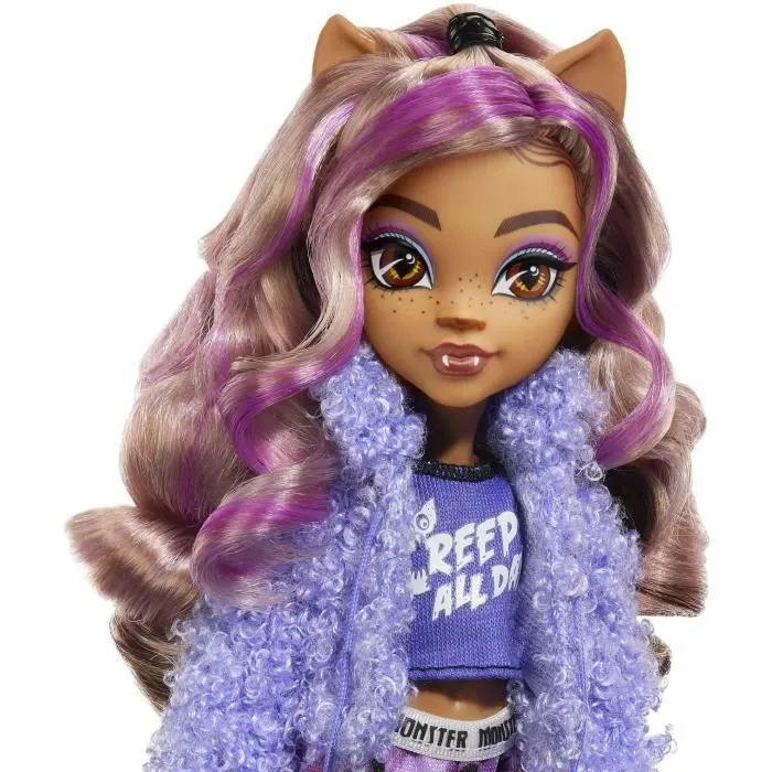 Monster High-Coffret Soirée Pyjama Clawdeen Wolf-poupée et accessoires HKY67-1