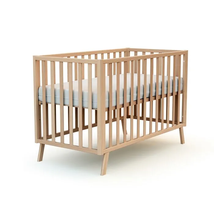 AT4 -  Lit bébé évolutif CONFORT en bois  Hêtre Verni - Taille unique-1