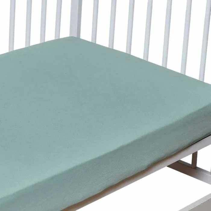 Drap-housse - Coton - 70 x 140 cm - Vert amande - Lavable - Coins élastiqués-0