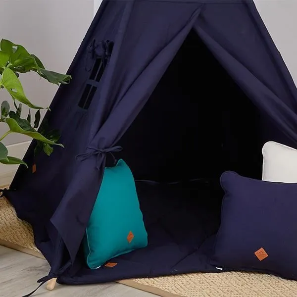 Tente Tipi + Tapis + Coussins - Navy Blue-3