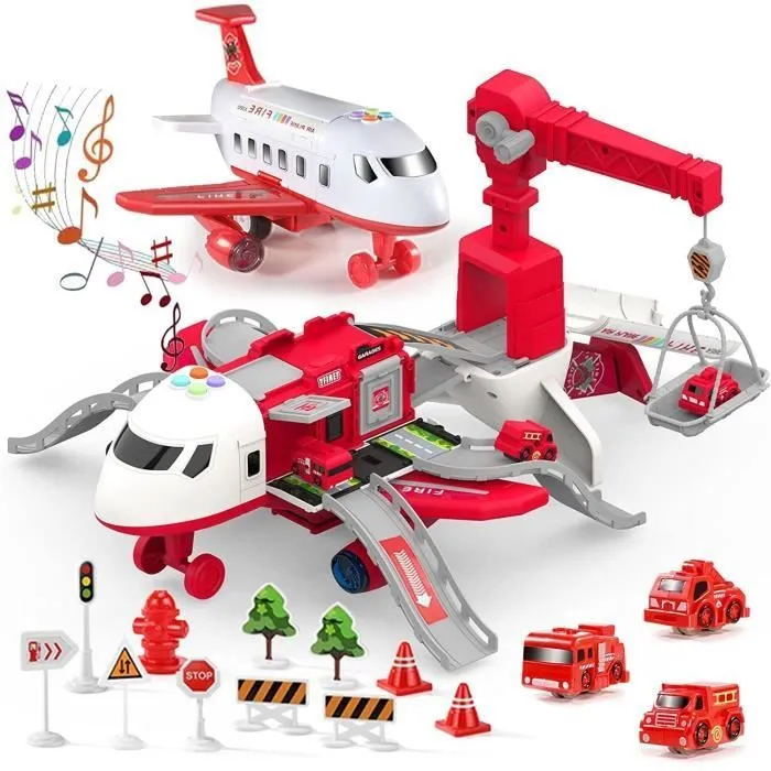 Jouets d'avion pour garçons et filles, Jouets pour tout-petits pour le transport d'avions cargo avec lumières et musique-0