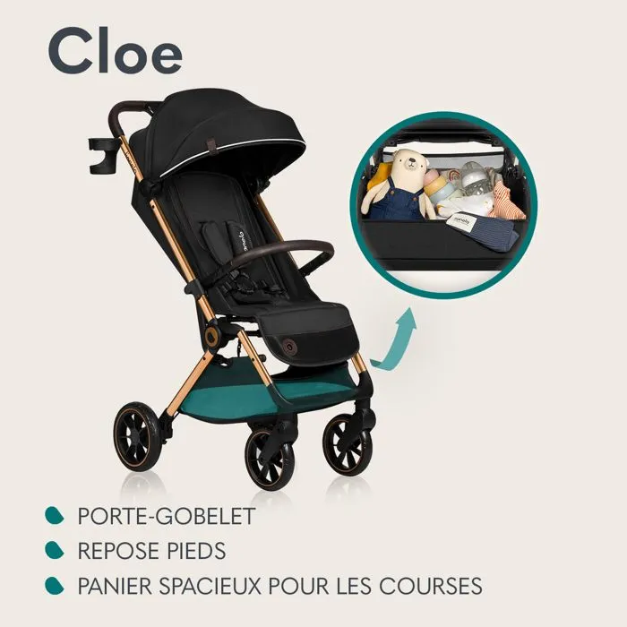 Poussette bébé compacte LIONELO Cloe - Jusqu'à 22 Kg - Système légère & pliable - Grandes Roues - Marron-4