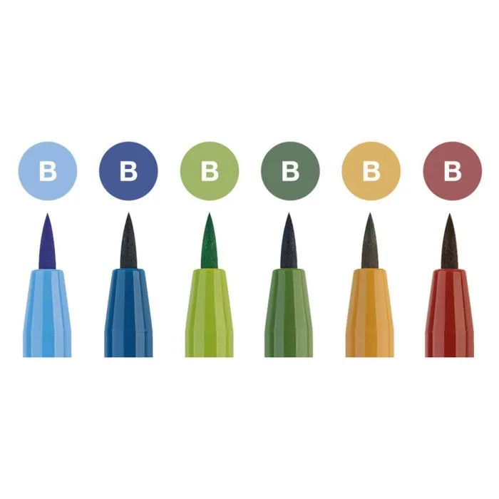 Feutres - FABER-CASTELL - Pitt Couleurs Paysage - 6 Feutres - Pointe B BRUSH - Multicouleur-2