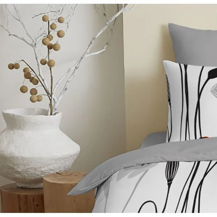 Pack complet housse de couette réversible pour lit 90 x 190 cm Coquelicot-2