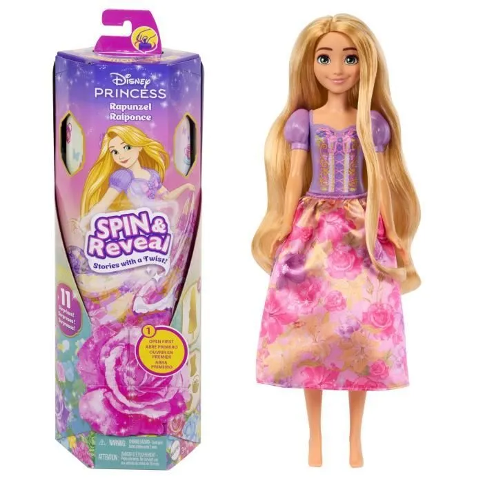 Spin & Reveal Raiponce Mattel Poupée Disney Princesses avec surprises HTV86-0