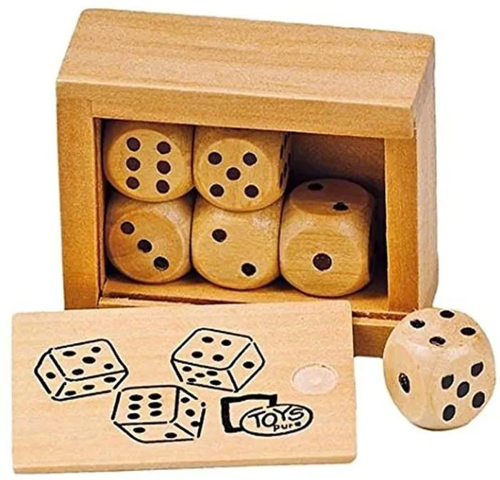 Boîte de dés en bois - Toys Pure - 6 dés de 1,6 cm - Pour enfants à partir de 3 ans-1